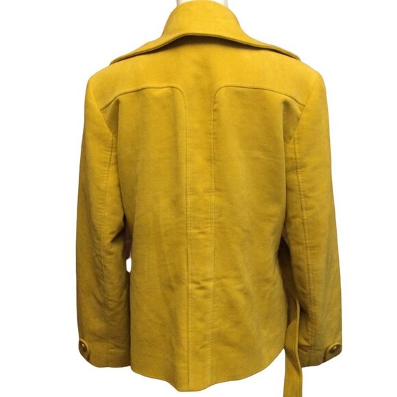 Cole Haan women’s size 10 jacket yellow single breasted button closure collard b - Picture 5 of 11